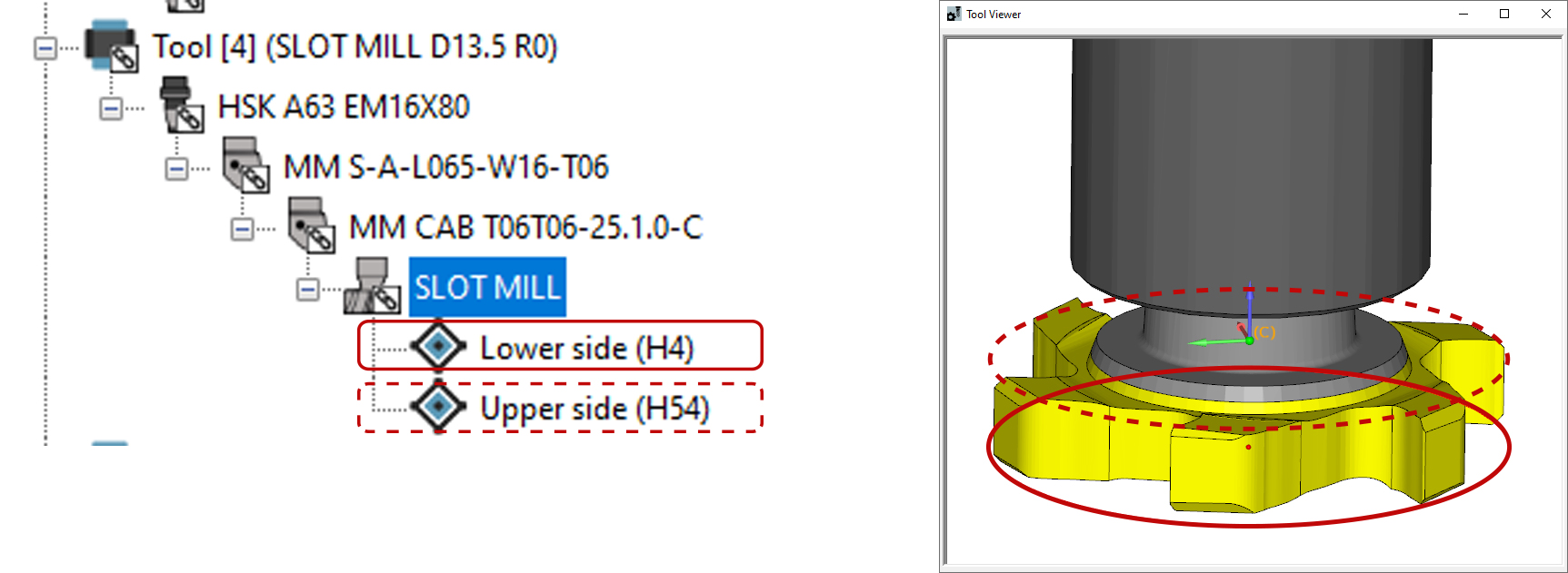 Screenshot showing multiple cutting points on tool