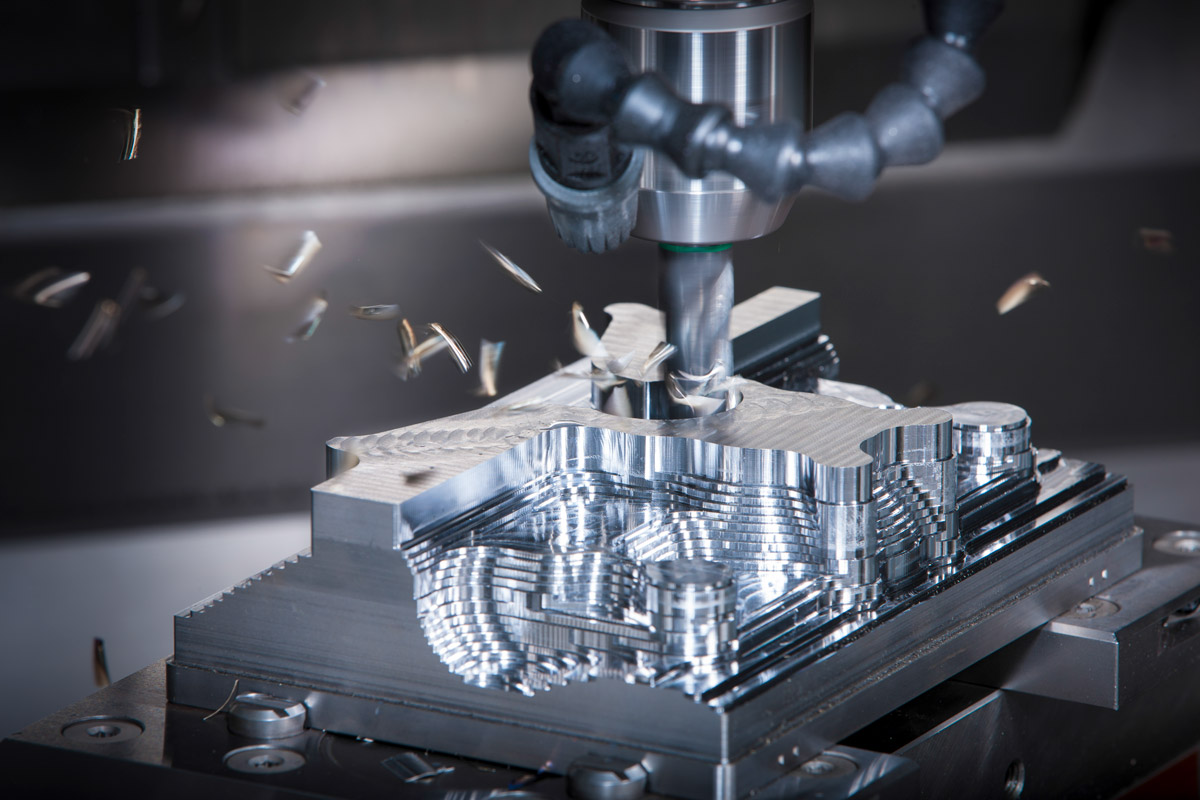 CNC machining metal part using iMachining 3D stepover