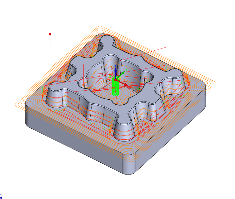 iMachining toolpath example on CAD part.
