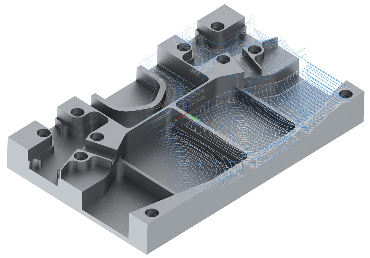 Display of iMachining 3D toolpaths on a CAD model