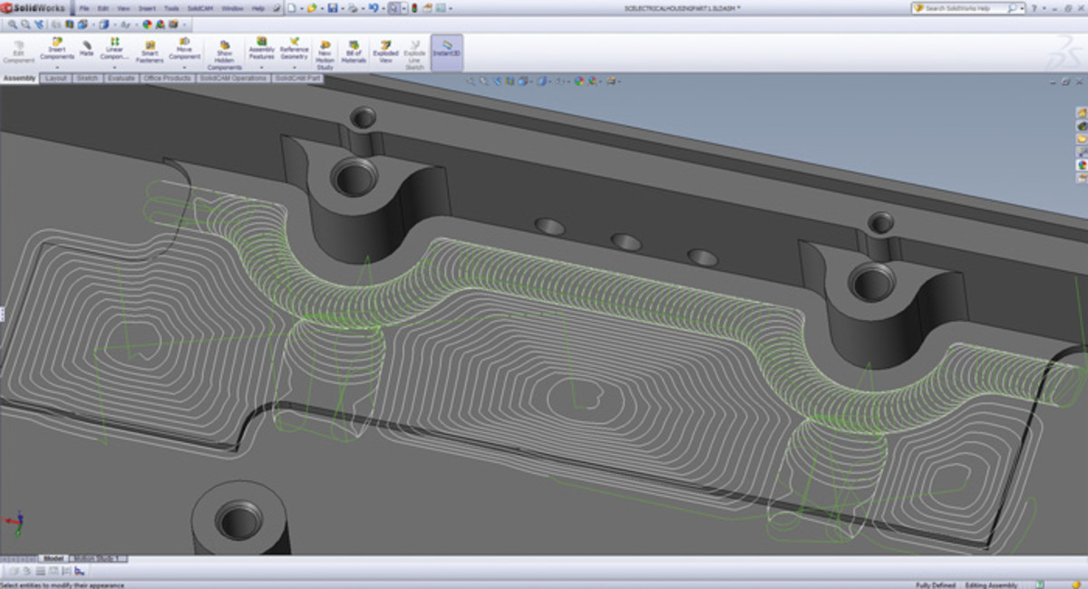 SolidCAM screenshot of patented iMachining moating tool path technology for cnc machining and milling