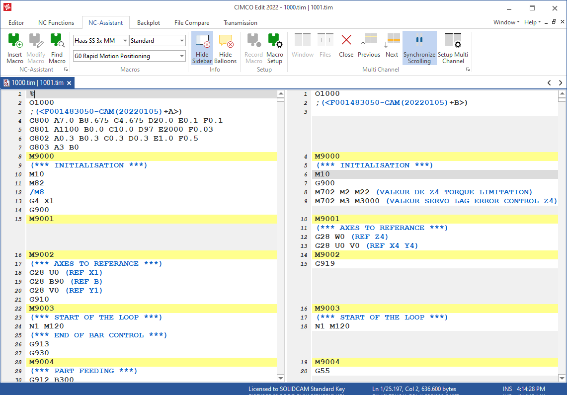 Screenshot of CIMCO Edit in SolidCAM