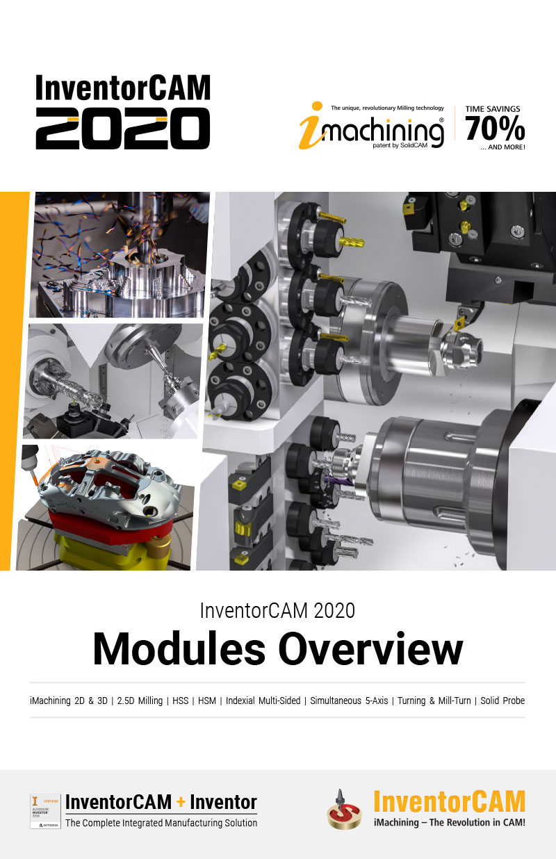 This manual contains getting started examples for iMachining 2D, 2.5D Milling, High Speed Surface Machining (HSS), High Speed Machining (HSR/HSM), Indexial 4- and 5-Axis Machining, Sim. 5-Axis Machining, Turning and Mill-Turn for InventorCAM 2020, integrated in Autodesk Inventor.